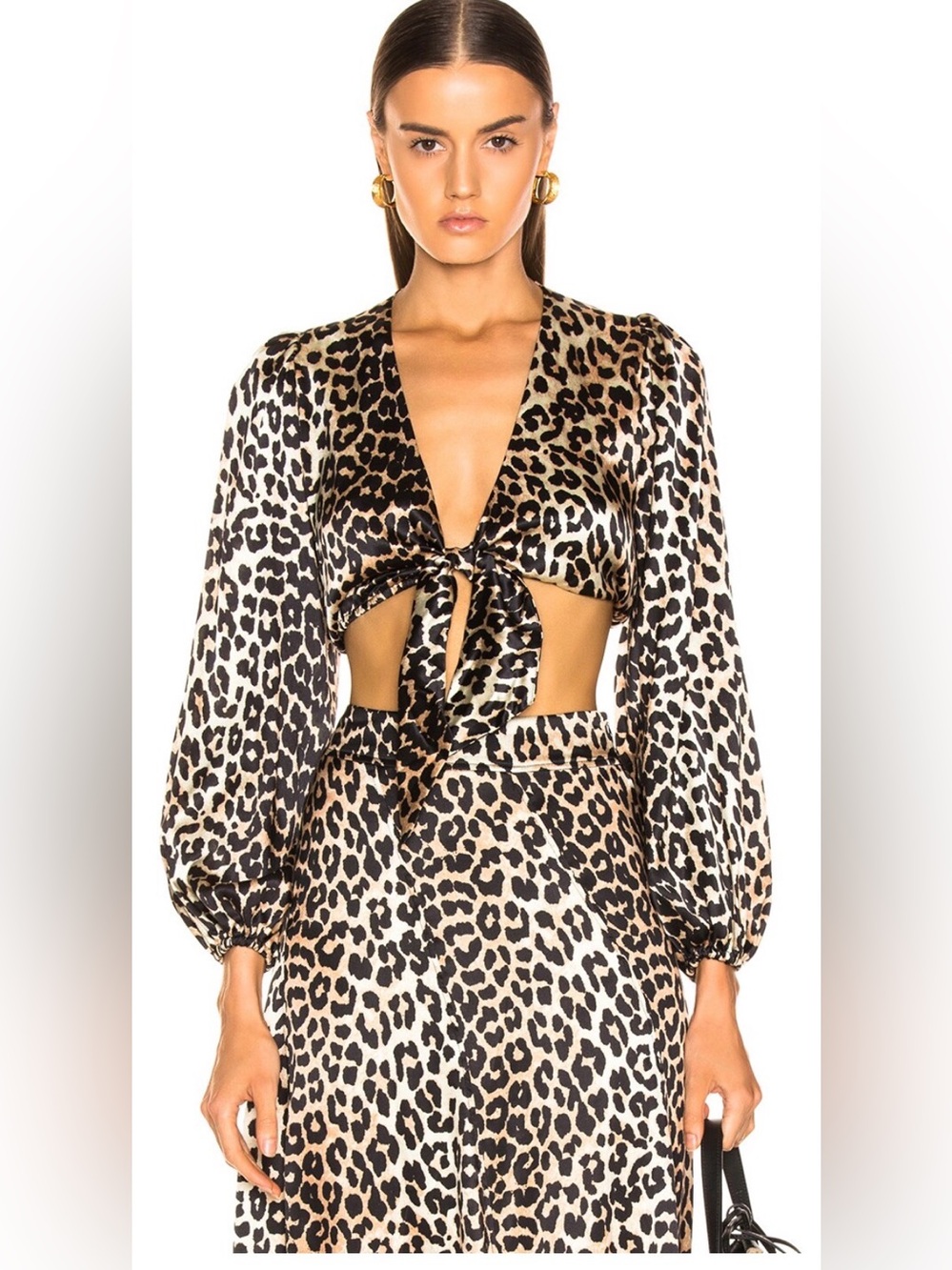 Ganni Blakely Leopard Silk Top Size Medium (38)